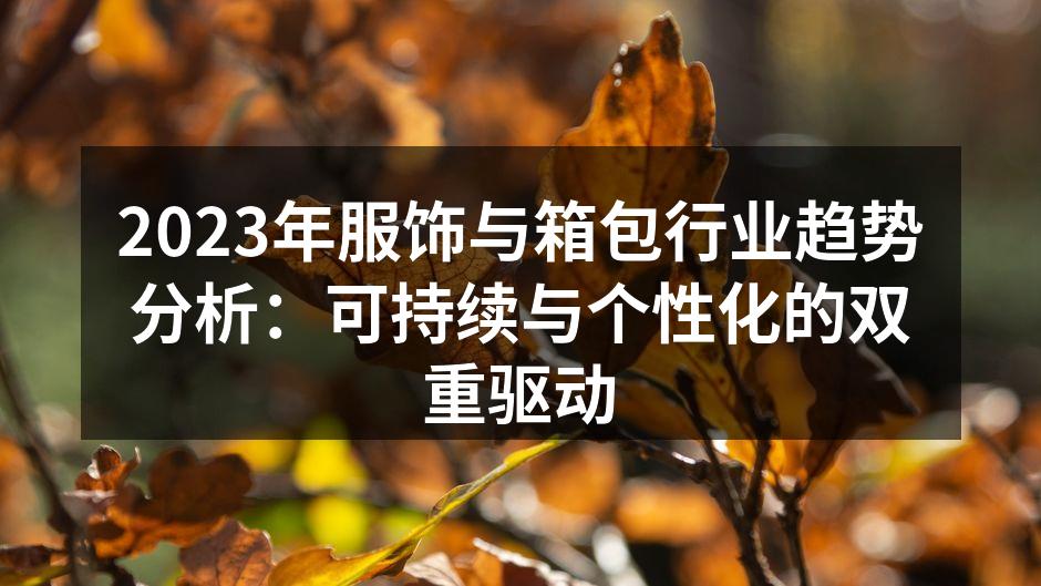 2023年服饰与箱包行业趋势分析：可持续